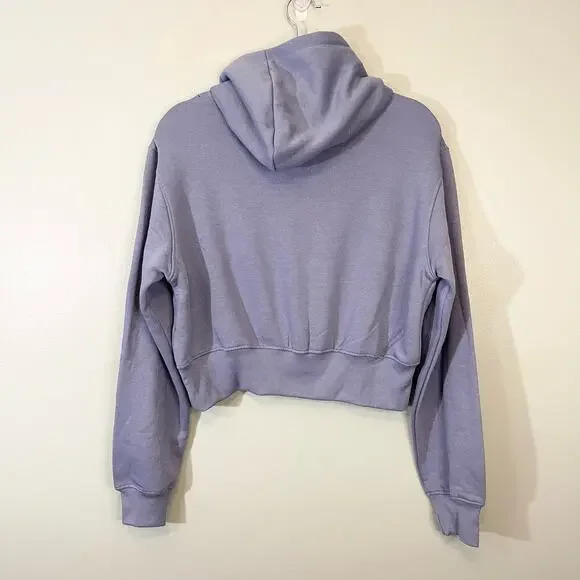 Refuge Cropped Hooded blue Sweatshirt long sleeve nwt Size M - Picture 8 of 9
